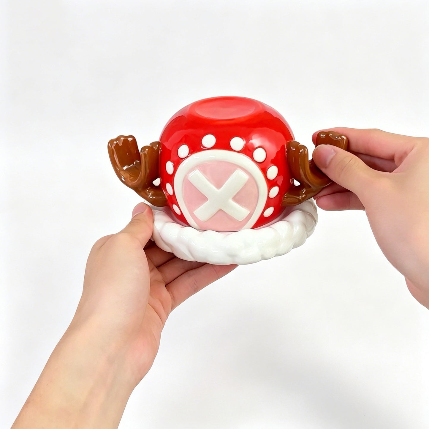 One Piece Tony Tony Chopper Christmas 3D Embossed Ceramic Mug With Coaster, Reindeer Antler Handle Anime Xmas Gift Coffee Cup Set