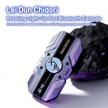 Naruto Sasuke Uchiha Chidori Fidget Spinner TWS Wireless Earbuds, Slide Case Bluetooth 5.3 Gaming Headphones with LED Light