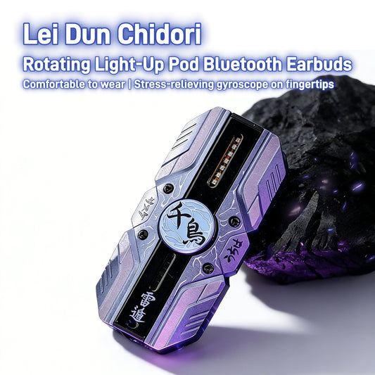 Naruto Sasuke Uchiha Chidori Fidget Spinner TWS Wireless Earbuds, Slide Case Bluetooth 5.3 Gaming Headphones with LED Light