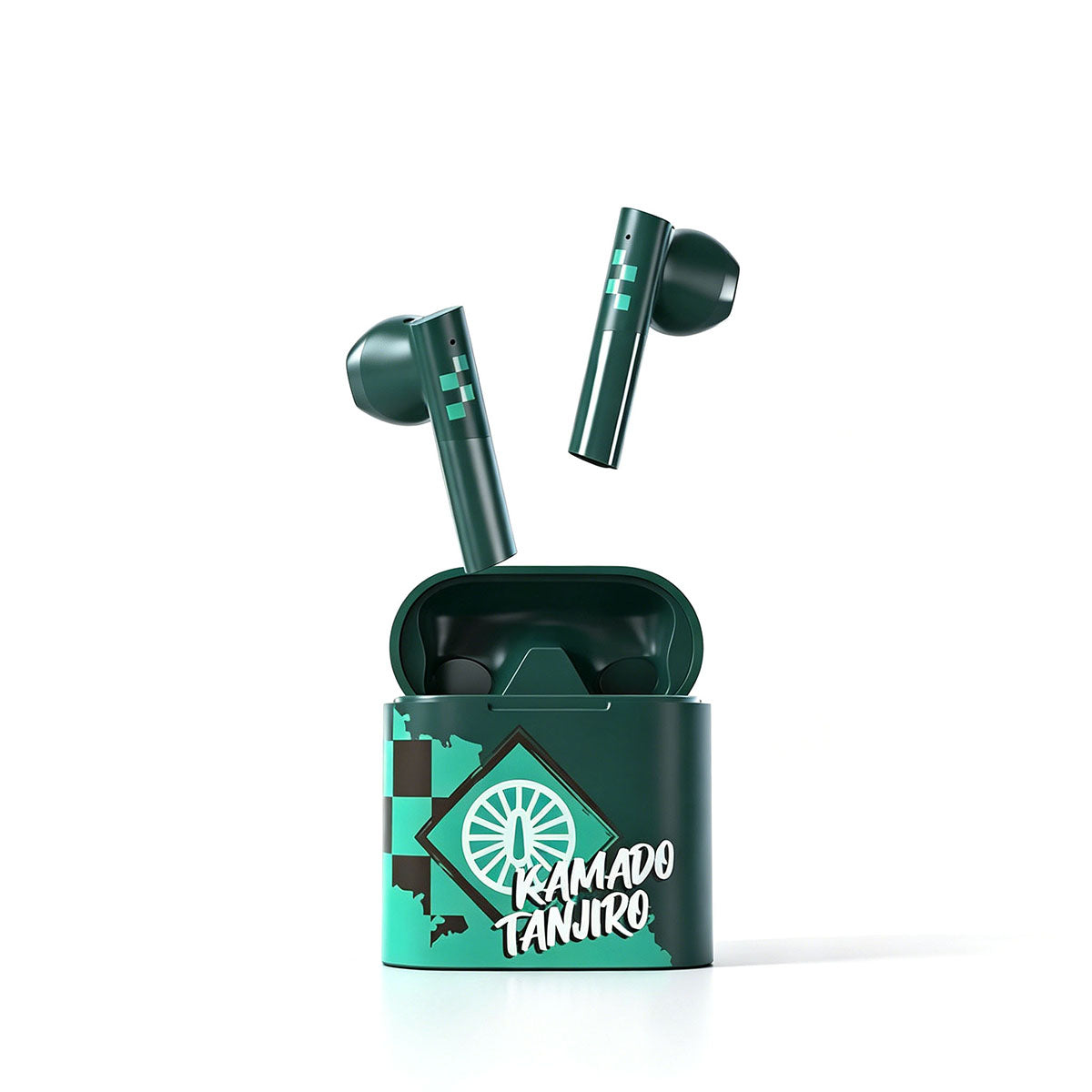 Demon Slayer Kamado Tanjiro Kamado Nezuko Anime True Wireless Bluetooth Earbuds, Bluetooth 5.2 Semi In Ear Earphones with Charging Case