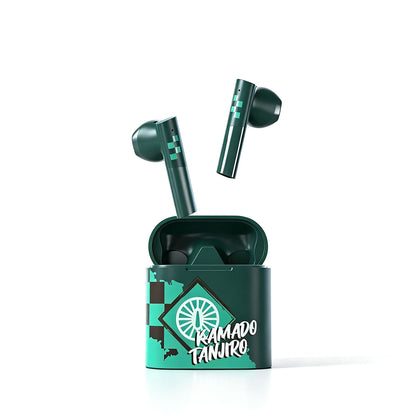 Demon Slayer Kamado Tanjiro Kamado Nezuko Anime True Wireless Bluetooth Earbuds, Bluetooth 5.2 Semi In Ear Earphones with Charging Case