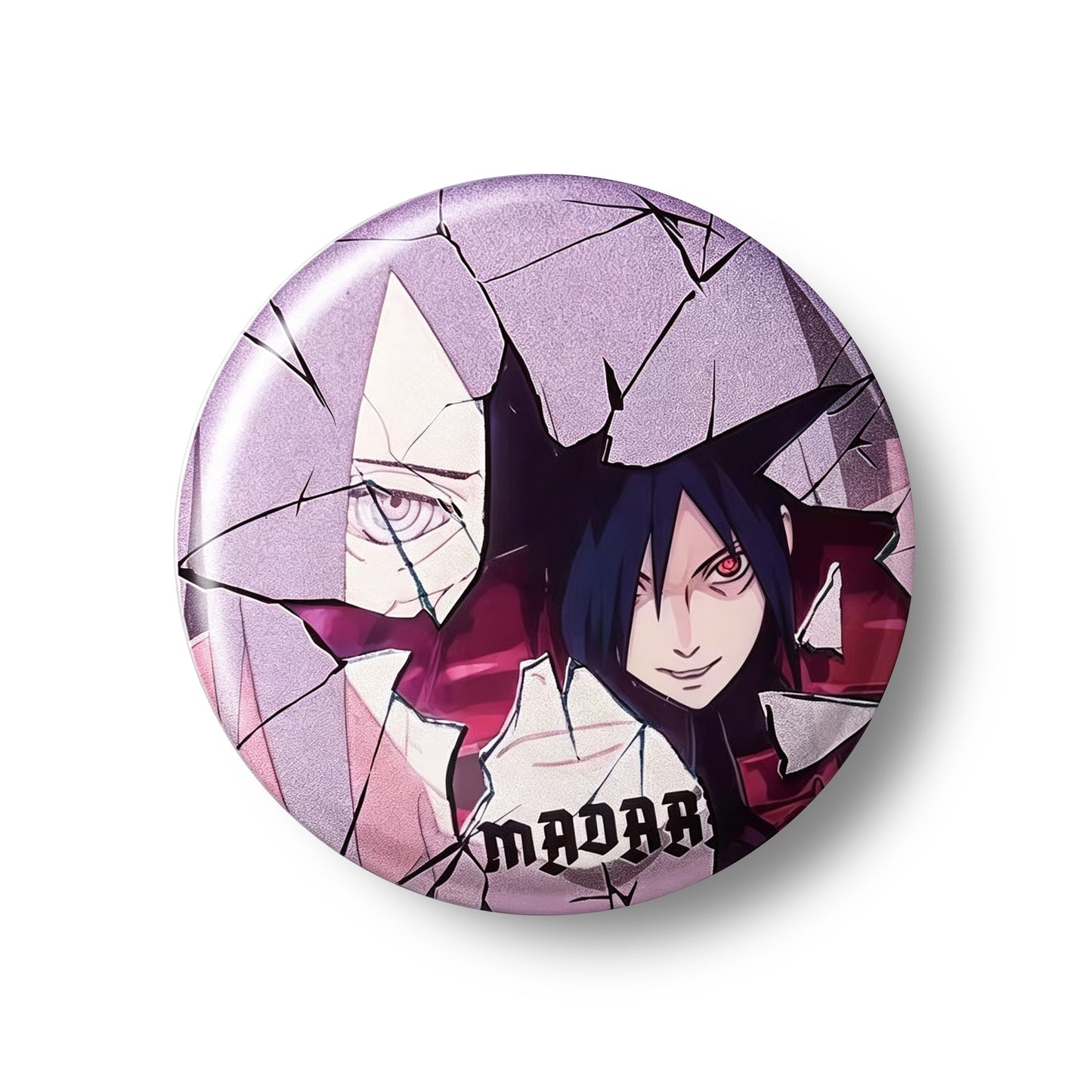 Naruto Sasuke Shattered Crack Anime Button Pins, Round Metal Lapel Brooch Badges for Backpack Clothing Decor