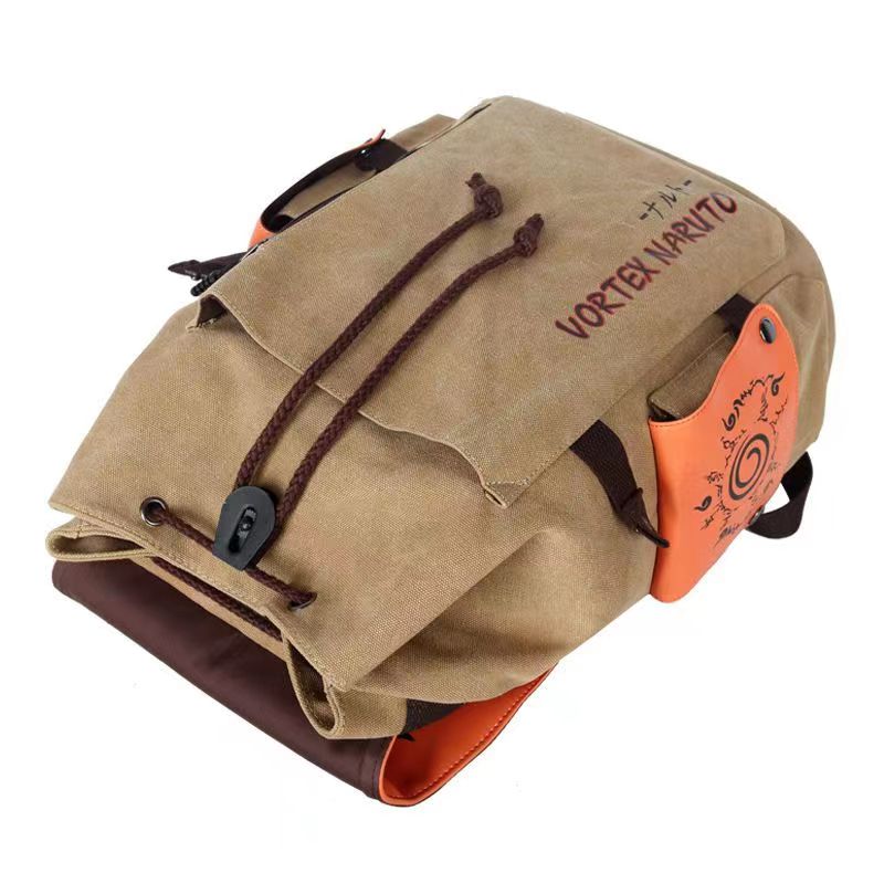 Naruto Drawstring Flap Backpack, Anime Nine Tails Seal Canvas School Laptop Backpack