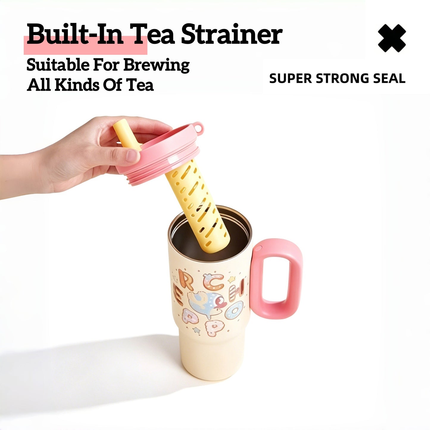 One Piece Tony Tony Chopper Luffy Large Handle Insulated Tumbler, 720ml 304 Stainless Steel Cold Hot Water Bottle With Straw & Tea Infuser