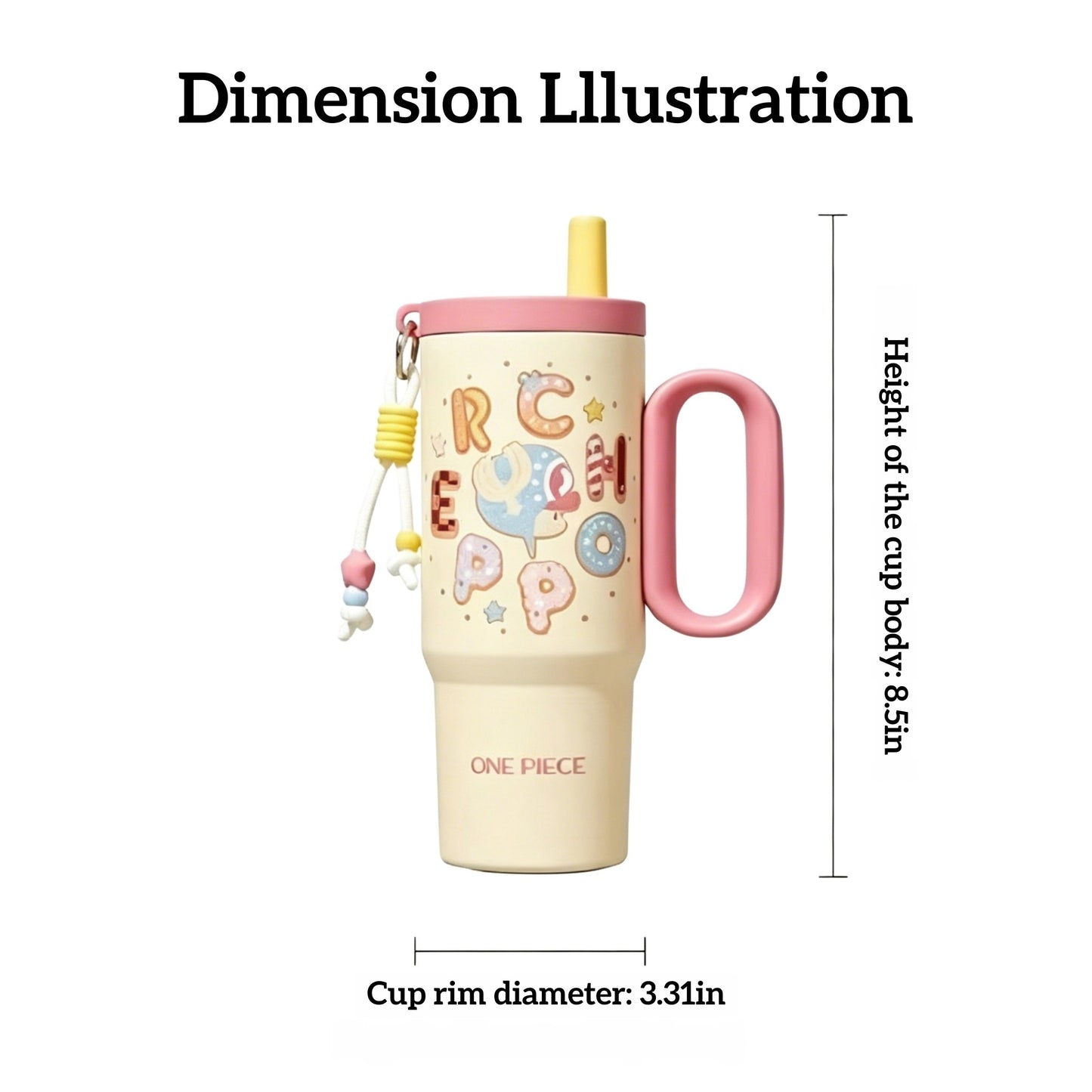 One Piece Tony Tony Chopper Luffy Large Handle Insulated Tumbler, 720ml 304 Stainless Steel Cold Hot Water Bottle With Straw & Tea Infuser