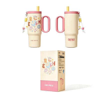 One Piece Tony Tony Chopper Luffy Large Handle Insulated Tumbler, 720ml 304 Stainless Steel Cold Hot Water Bottle With Straw & Tea Infuser