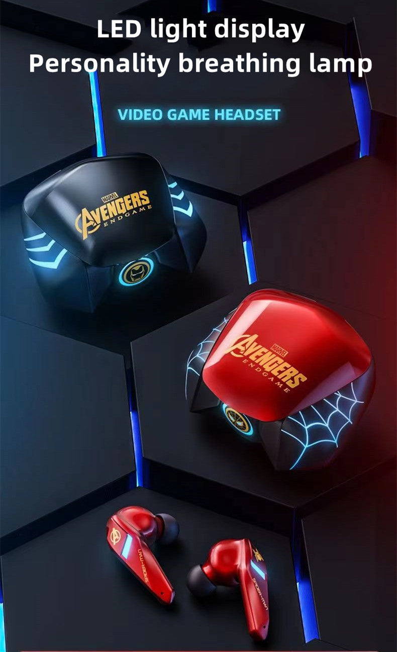Marvel Spider-Man Iron Man RGB Gaming TWS Bluetooth 5.0 Earbuds, Low Latency Dual Mode Wireless Earphones with LED Breathing Light