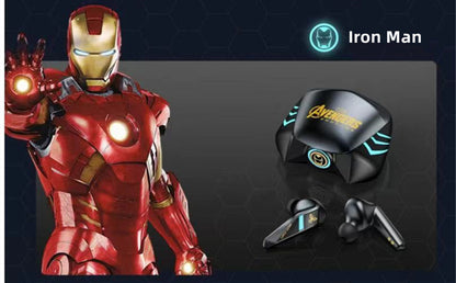 Marvel Spider-Man Iron Man RGB Gaming TWS Bluetooth 5.0 Earbuds, Low Latency Dual Mode Wireless Earphones with LED Breathing Light