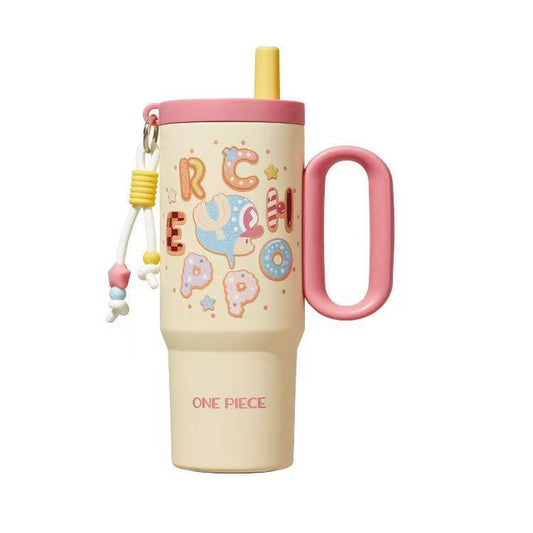 One Piece Tony Tony Chopper Luffy Large Handle Insulated Tumbler, 720ml 304 Stainless Steel Cold Hot Water Bottle With Straw & Tea Infuser