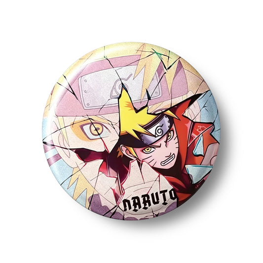 Naruto Sasuke Shattered Crack Anime Button Pins, Round Metal Lapel Brooch Badges for Backpack Clothing Decor