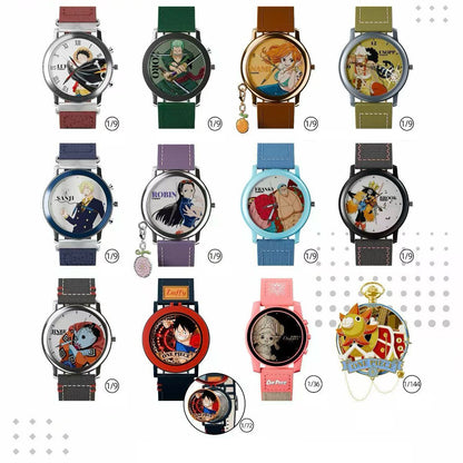 One Piece Monkey D Luffy Roronoa Zoro Anime Blind Box Wrist Watch, Straw Hat Crew Analog Quartz Watch Collectible Mystery Box Gift