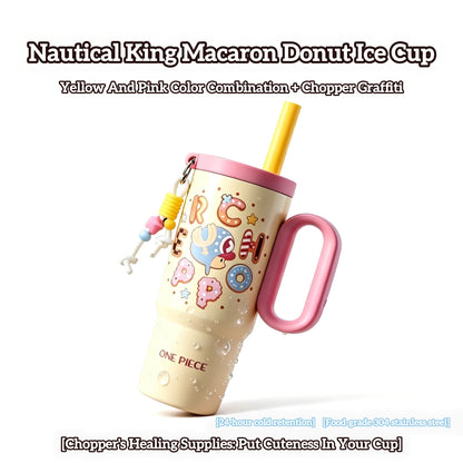One Piece Tony Tony Chopper Luffy Large Handle Insulated Tumbler, 720ml 304 Stainless Steel Cold Hot Water Bottle With Straw & Tea Infuser