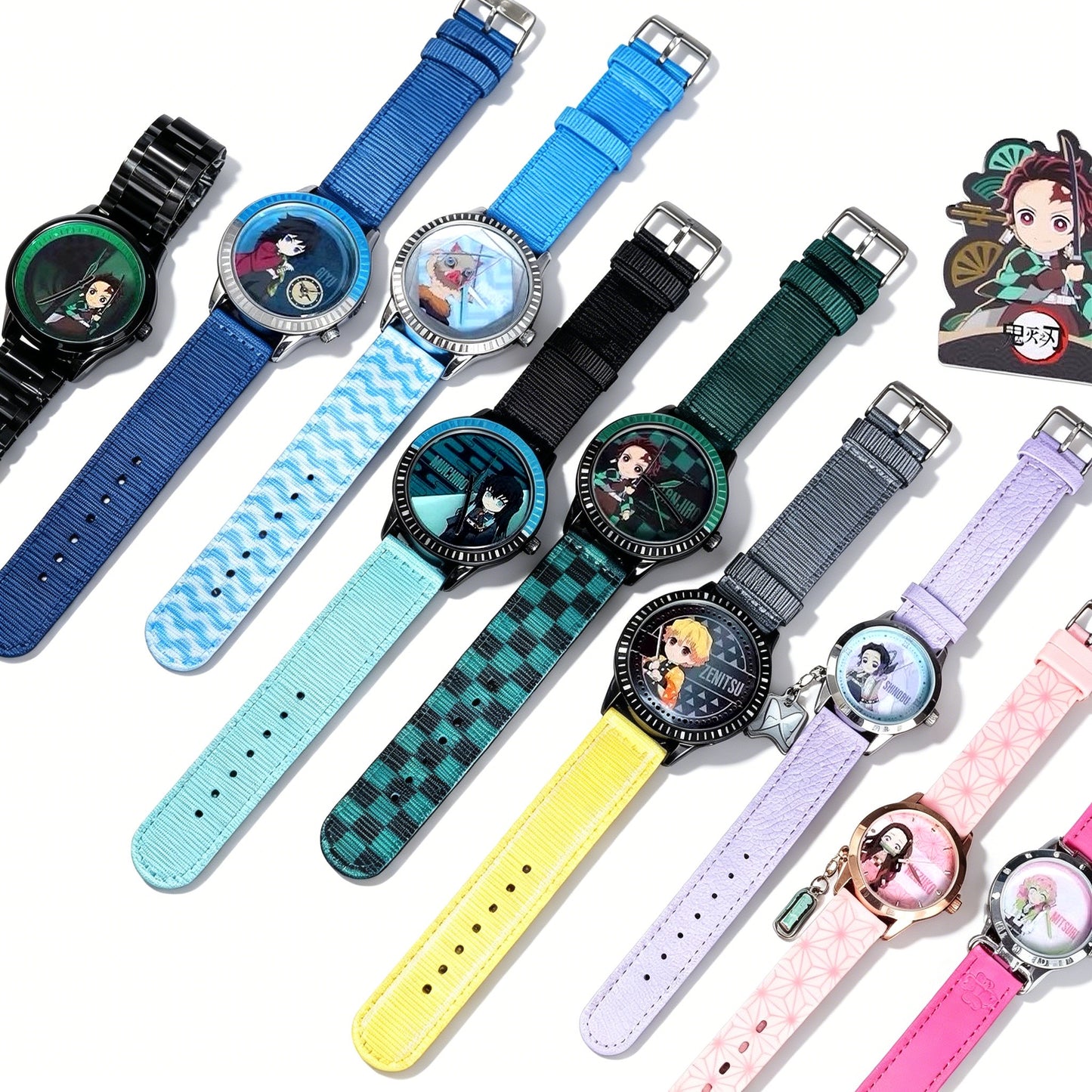 Demon Slayer Tanjiro Nezuko Anime Blind Box Wrist Watch, Assorted Character Analog Quartz Watch Mystery Collectible Box Gift
