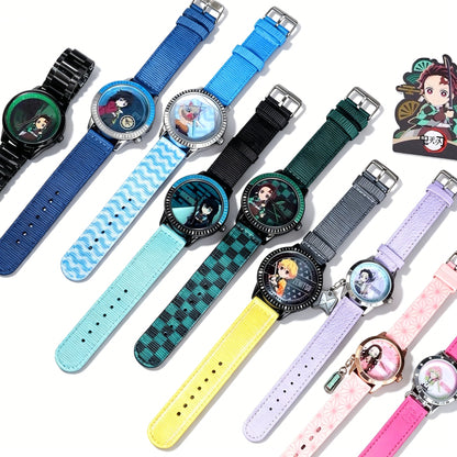 Demon Slayer Tanjiro Nezuko Anime Blind Box Wrist Watch, Assorted Character Analog Quartz Watch Mystery Collectible Box Gift
