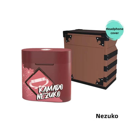 Demon Slayer Kamado Tanjiro Kamado Nezuko Anime True Wireless Bluetooth Earbuds, Bluetooth 5.2 Semi In Ear Earphones with Charging Case