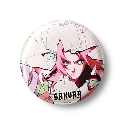 Naruto Sasuke Shattered Crack Anime Button Pins, Round Metal Lapel Brooch Badges for Backpack Clothing Decor