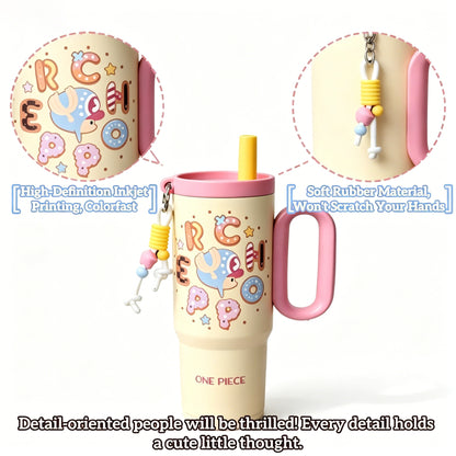 One Piece Tony Tony Chopper Luffy Large Handle Insulated Tumbler, 720ml 304 Stainless Steel Cold Hot Water Bottle With Straw & Tea Infuser