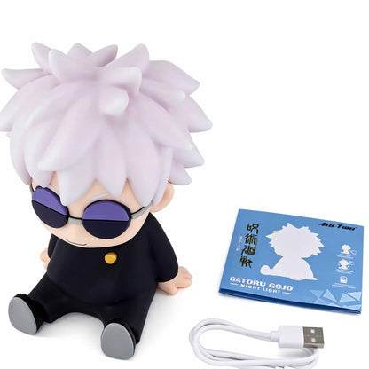 Jujutsu Kaisen Satoru Gojo Yuji Itadori Anime Silicone Night Light, USB Rechargeable Luminous Gojo Figure Bedside Lamp Decor Gift