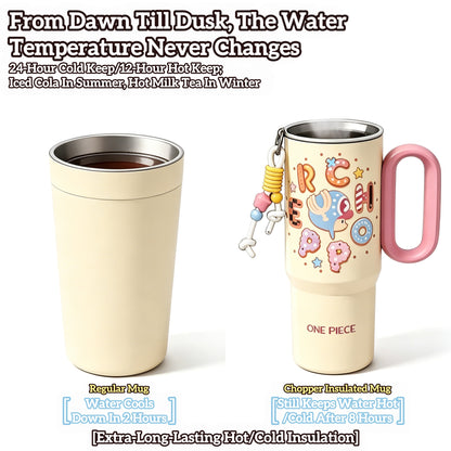 One Piece Tony Tony Chopper Luffy Large Handle Insulated Tumbler, 720ml 304 Stainless Steel Cold Hot Water Bottle With Straw & Tea Infuser