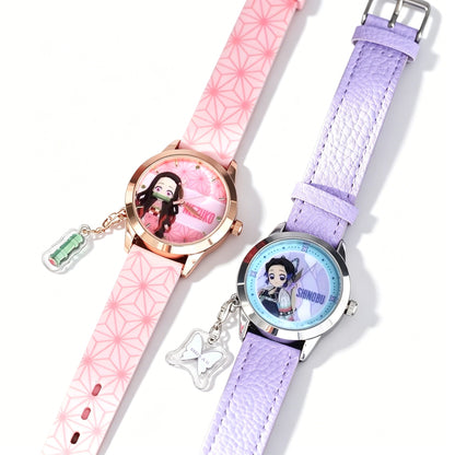 Demon Slayer Tanjiro Nezuko Anime Blind Box Wrist Watch, Assorted Character Analog Quartz Watch Mystery Collectible Box Gift