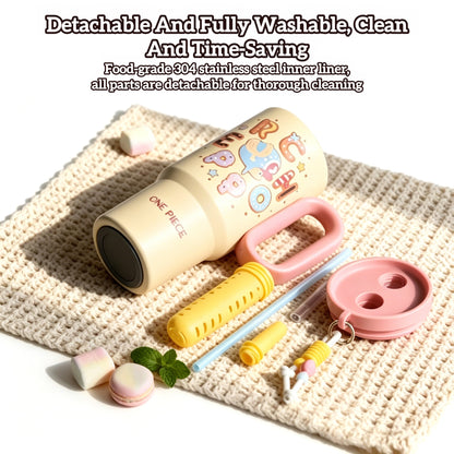 One Piece Tony Tony Chopper Luffy Large Handle Insulated Tumbler, 720ml 304 Stainless Steel Cold Hot Water Bottle With Straw & Tea Infuser