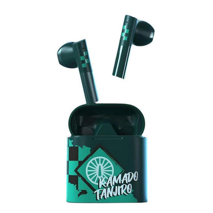 Demon Slayer Kamado Tanjiro Kamado Nezuko Anime True Wireless Bluetooth Earbuds, Bluetooth 5.2 Semi In Ear Earphones with Charging Case
