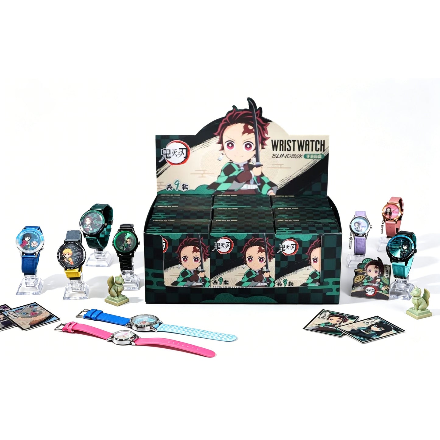 Demon Slayer Tanjiro Nezuko Anime Blind Box Wrist Watch, Assorted Character Analog Quartz Watch Mystery Collectible Box Gift