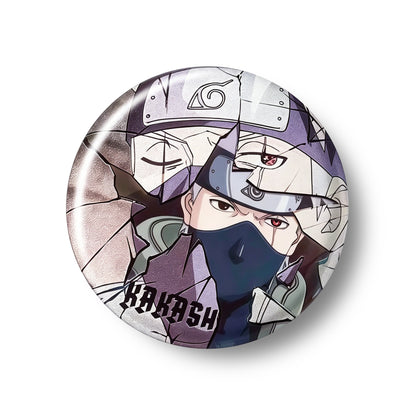Naruto Sasuke Shattered Crack Anime Button Pins, Round Metal Lapel Brooch Badges for Backpack Clothing Decor