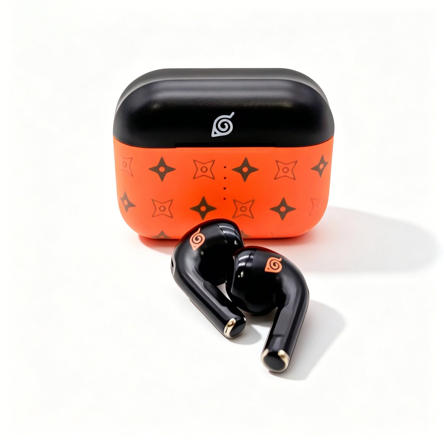 Naruto Anime TWS Bluetooth 5.3 Earbuds, Hidden Leaf Symbol Wireless Earphones with Naruto Silicone Protective Case