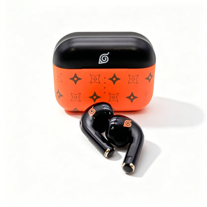 Naruto Anime TWS Bluetooth 5.3 Earbuds, Hidden Leaf Symbol Wireless Earphones with Naruto Silicone Protective Case