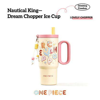 One Piece Tony Tony Chopper Luffy Large Handle Insulated Tumbler, 720ml 304 Stainless Steel Cold Hot Water Bottle With Straw & Tea Infuser