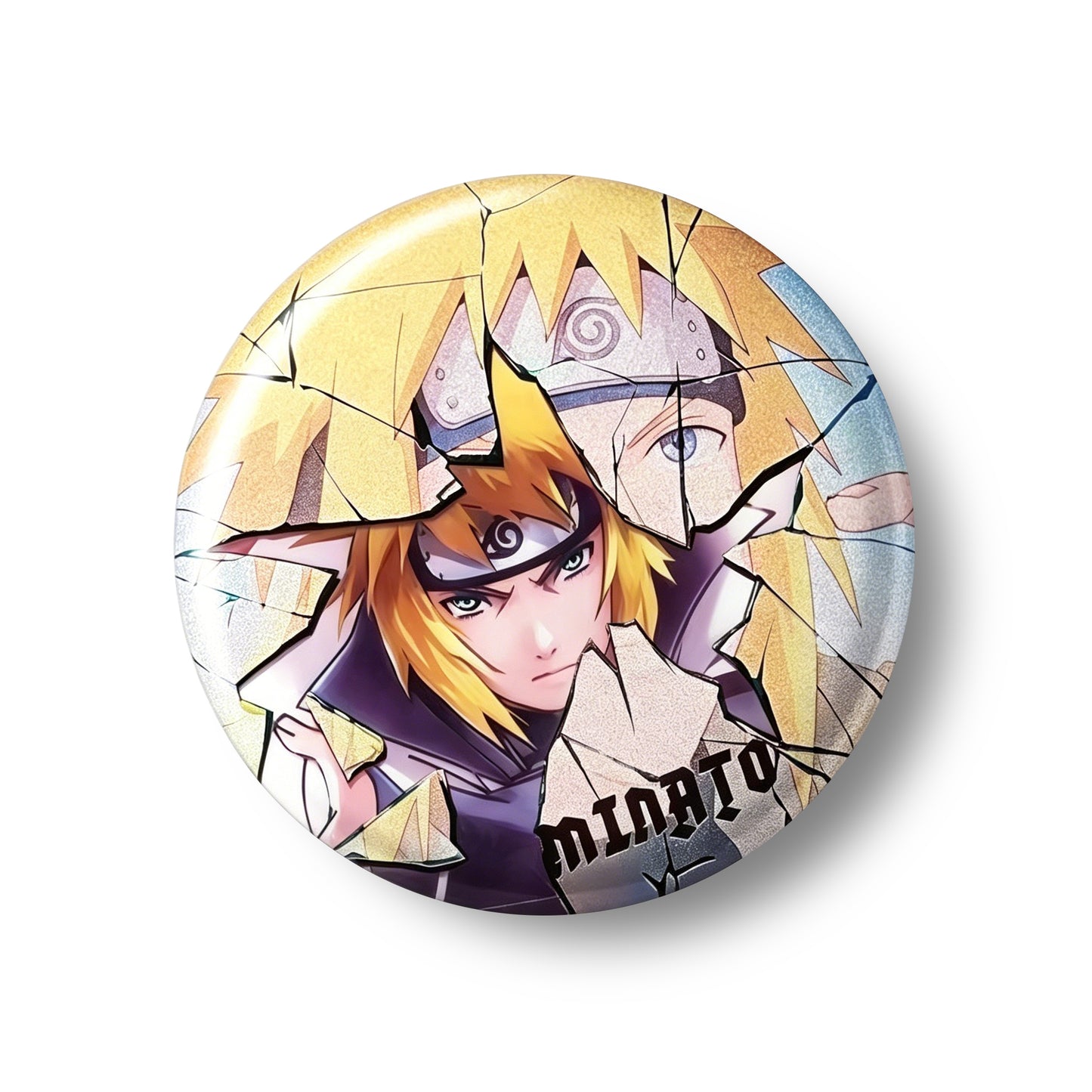 Naruto Sasuke Shattered Crack Anime Button Pins, Round Metal Lapel Brooch Badges for Backpack Clothing Decor