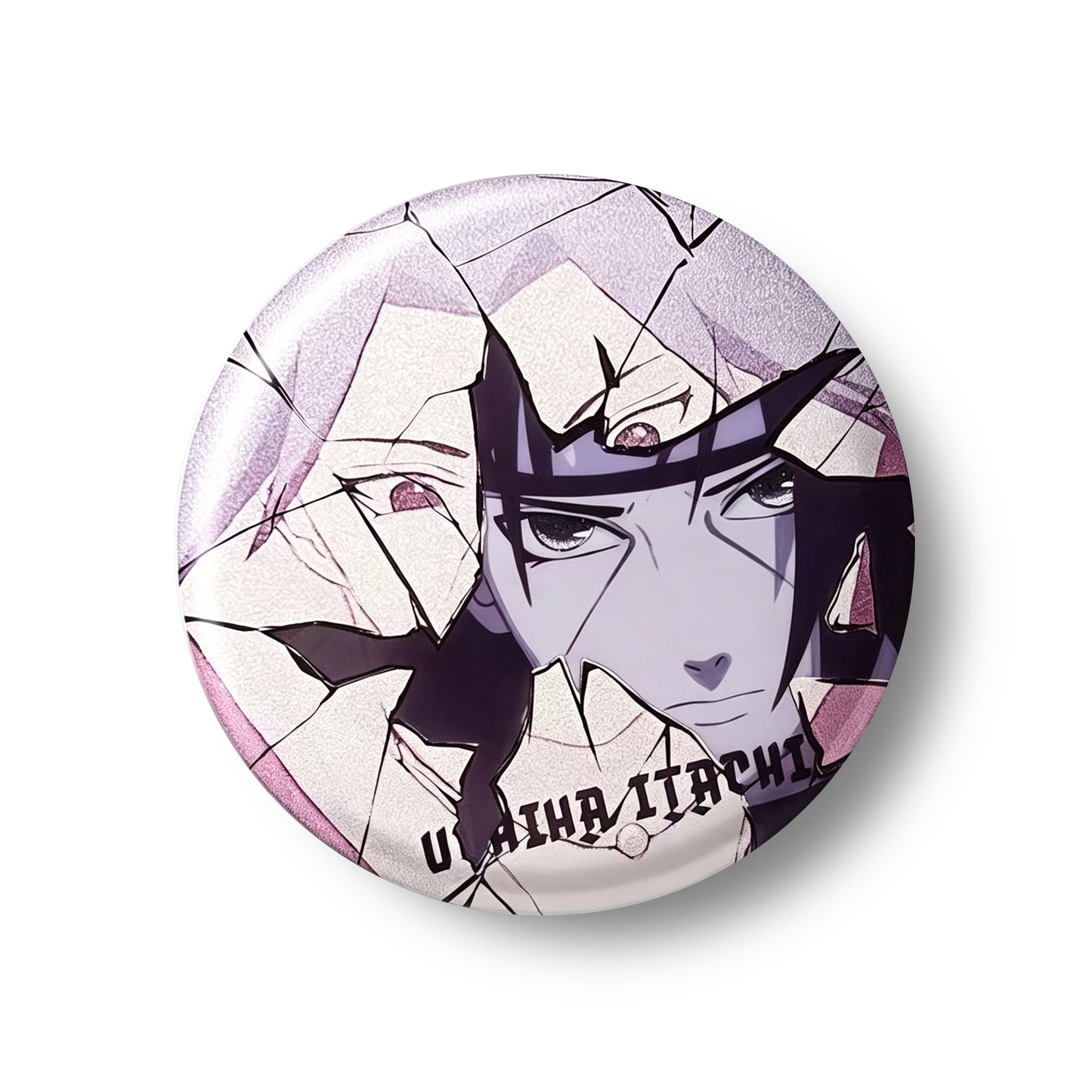 Naruto Sasuke Shattered Crack Anime Button Pins, Round Metal Lapel Brooch Badges for Backpack Clothing Decor