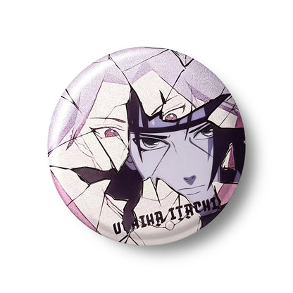 Naruto Sasuke Shattered Crack Anime Button Pins, Round Metal Lapel Brooch Badges for Backpack Clothing Decor