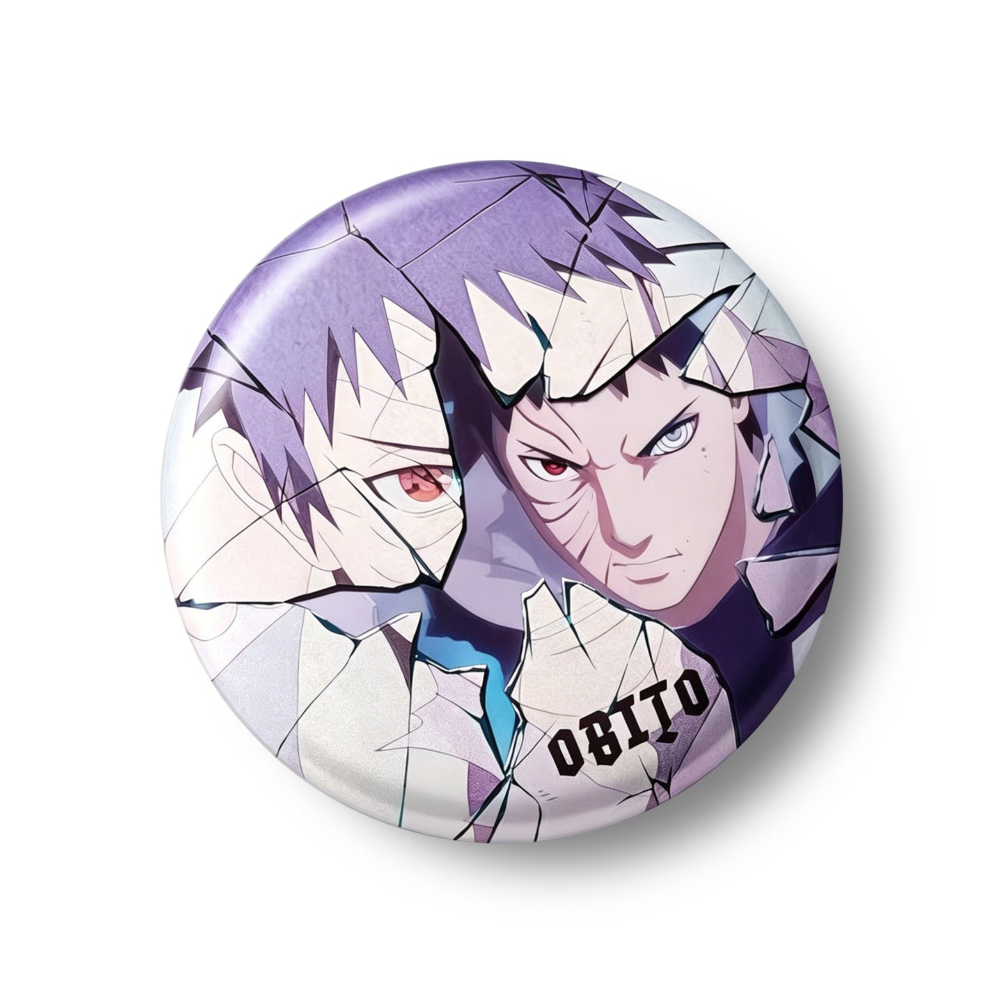 Naruto Sasuke Shattered Crack Anime Button Pins, Round Metal Lapel Brooch Badges for Backpack Clothing Decor