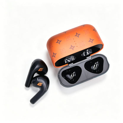 Naruto Anime TWS Bluetooth 5.3 Earbuds, Hidden Leaf Symbol Wireless Earphones with Naruto Silicone Protective Case